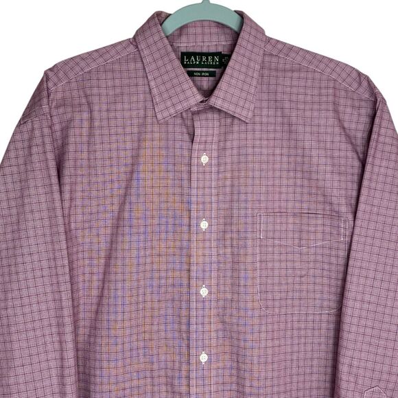 Ralph Lauren Dress Shirt Mens 17 32/33 Button Up Non Iron Plaid Preppy LS LRL - Picture 5 of 11